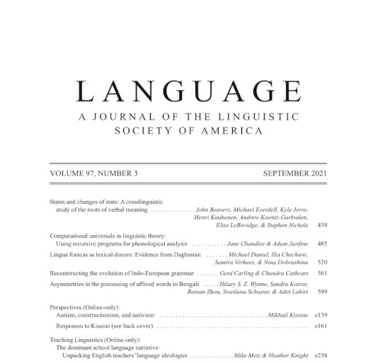 Members of the Linguistic Convergence Laboratory published a paper in Language